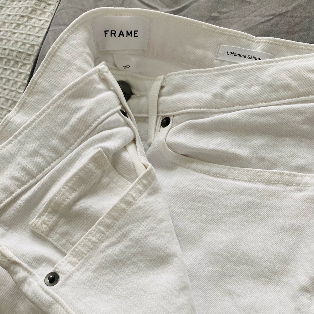Frame L'Homme Skinny White Jeans